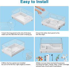 Small Turtle Tank Kit with Light and Filter for Baby Turtles | White Clear-Panel