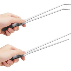 Long Aquarium Tweezers Straight and Curved Stainless Steel Reptile Feeding Tongs