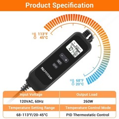 Reptile Dimming Thermostat, Adjustable Day and Night Temperature, Black
