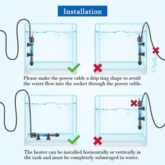 Hitop 25W/50W/100W/300W Adjustable Aquarium Heater, Submersible Glass Water H…