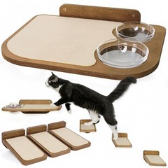 Cat Shelves Dog Proof Feeding Station Wall Mounted 3 Step Birch Fits 15lbs