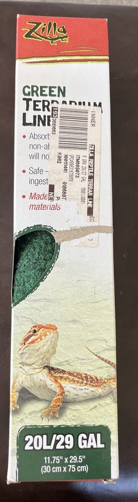 Zilla Green Terrarium Liner Reduces Odor Easy Clean 11.75″x29.5″ 20L/ 29GAL NIB!