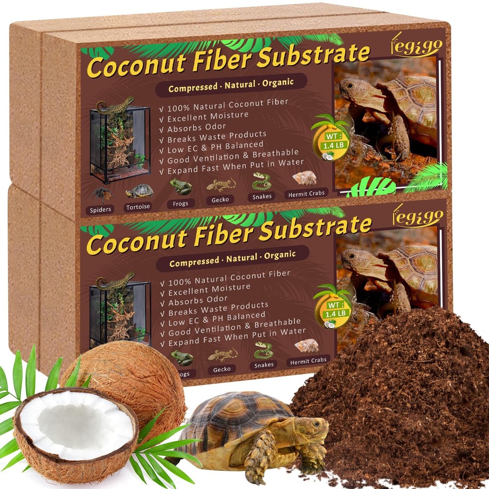 4 Pack Coconut Fiber Substrate Natural Coco Coir Bedding Reptiles Turtles