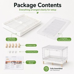 30Gal Clear Reptile Enclosure Foldable Reptile Habitat Cage W/Top Opening Window