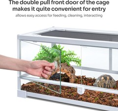 Full Glass Long Tank Reptile Terrarium 20 Gallon Front Opening Terrarium