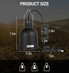 Reptile Light Fixture with Dimmable Switch,5.5 inch Deep for Tank Terrarium