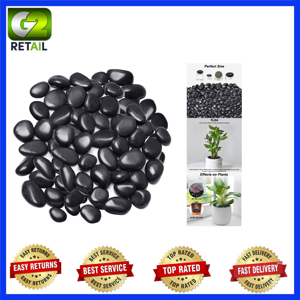 1 Pound Decorative River Rocks – Smooth Ornamental Pebbles for Plants & Vases