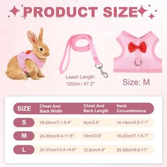 Rabbit Harness and Leash Small Pet Cute Vest Harness Leash M Pink