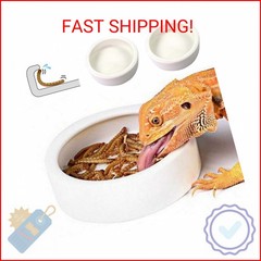 HELIME Reptile Food Dish Bowl, 2 Pack Worm Water Dish Small (2.75in) Lizard Geck