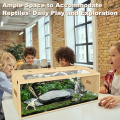 43 Gallon Reptile Terrarium Tank, Large Snake Enclosure, Lizard, Leopard Gecko T