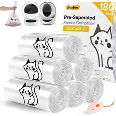 Cat Litter Box Waste Bags 180 Pack 5/4/3 Transparent 9-11 Gallon for Most
