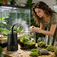 2.5L Reptile Fogger Mister Humidifier With Integrated Tank, Digital Timer