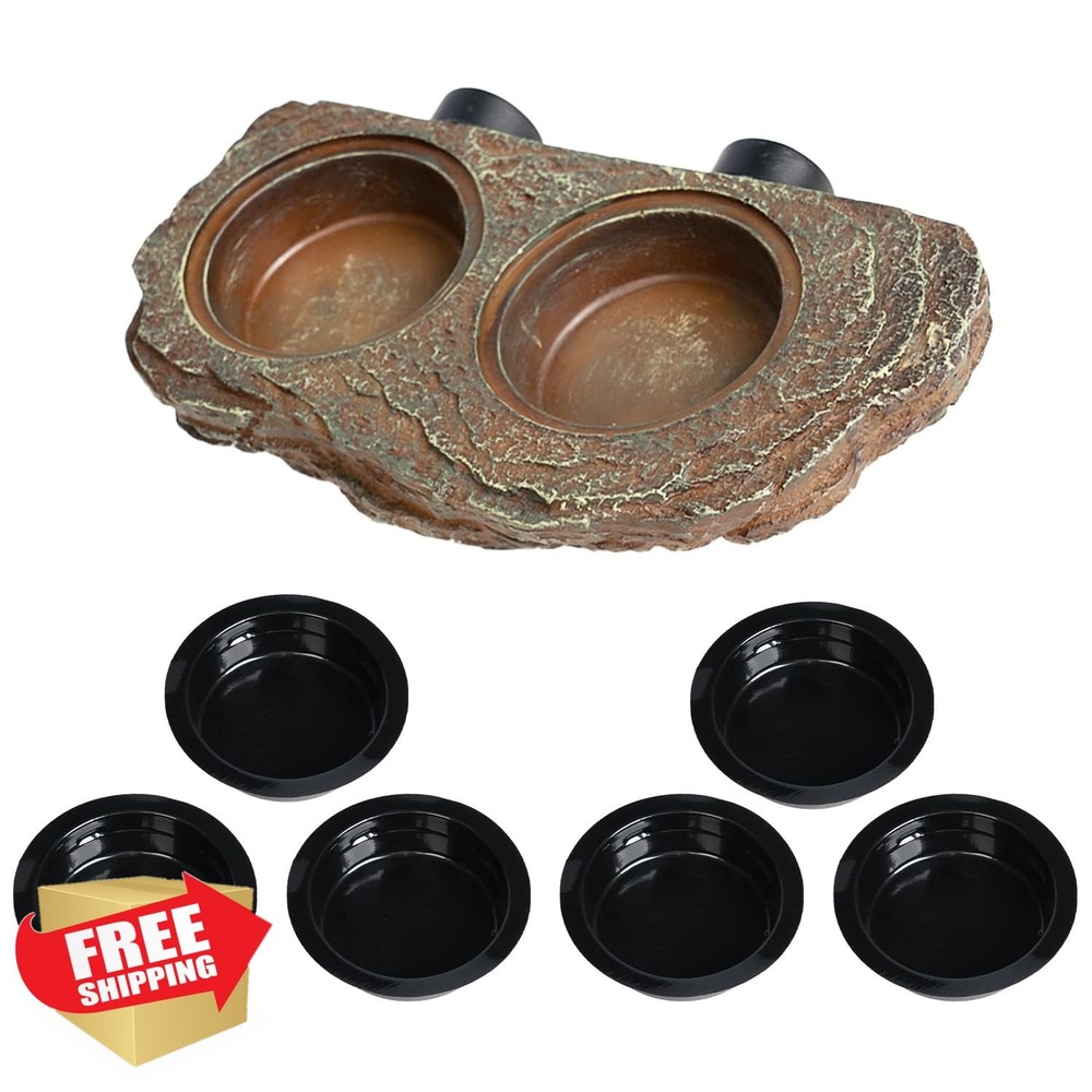 OIIBO Reptile Feeder Ledge Magnetic Gecko Food Water Cups 6PCS