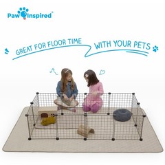 Paw Inspired 80×50 Inch Playpen Mat, Fleece Cage Liner, Beige | Super Absorbe…
