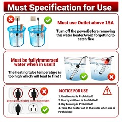 Immersion Water Heater,Anti-scalding Bucket Heater with Stainless Steel Guard…