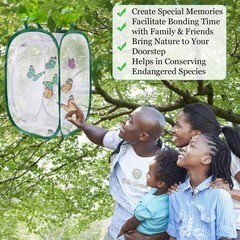 SunGrow Foldable Butterfly Habitat, 24″ Butterfly Cage for Caterpillars, Crea…