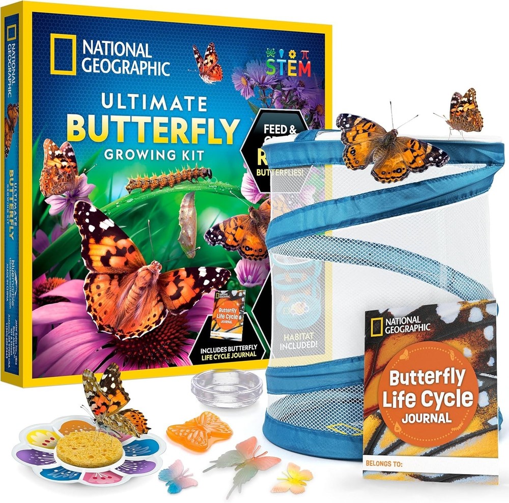 National Geographic Ultimate Butterfly Growing Kit Habitat for 5 Caterpillars