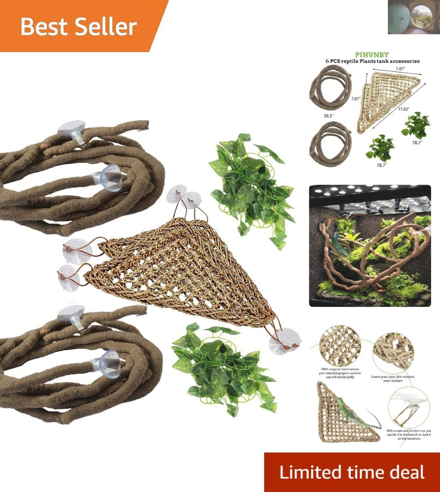6PCS Jungle Climber Hammock Set for Bearded Dragons, Chameleons & Lizards