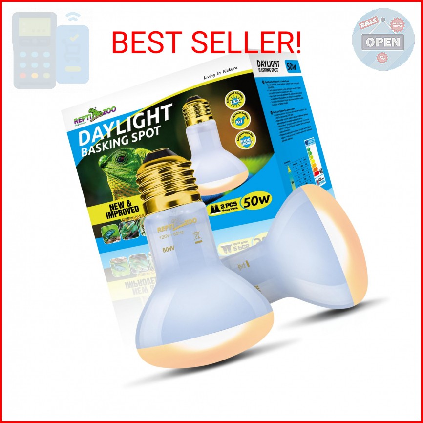 REPTI ZOO Reptile Heat Lamp, 2 Pack 50W Daylight Basking Spot Lamp for Reptiles
