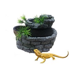 550ML Reptile Water Fountain with Food Dish – Terrarium Drinking Fountain for…