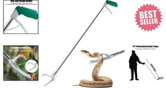 Professional 47″ Snake Tongs – Heavy Duty Reptile Grabber with Non-Slip Grip
