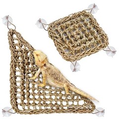 Pivby Bearded Dragon Hammock Reptile Lounger Climbing Toys Seagrass Fiber Habita