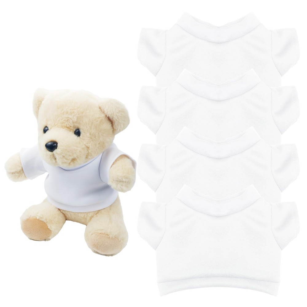4 PCS Stuffed Bear Basic T Shirt Clothes for 10-12Inch, T Shirt Classic Crew …