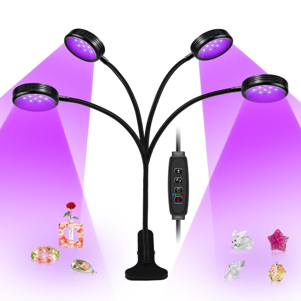 LEDLampsWorld USB UV Black Light 4 Heads, 20W 395nm-405nm LED 4