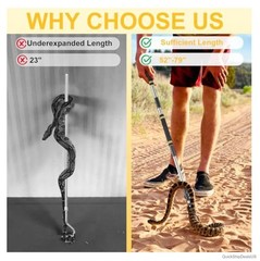 Stainless Steel Snake Hook Extendable 52-79 Inch Reptile Catcher Handle Safety