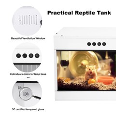 40″x16″x16″ Reptile Enclosure 44 Gallon Large Reptile Terrarium Habitat Tank
