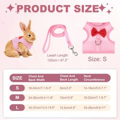 Rabbit Harness and Leash Small Pet Cute Vest Harness Leash S Pink