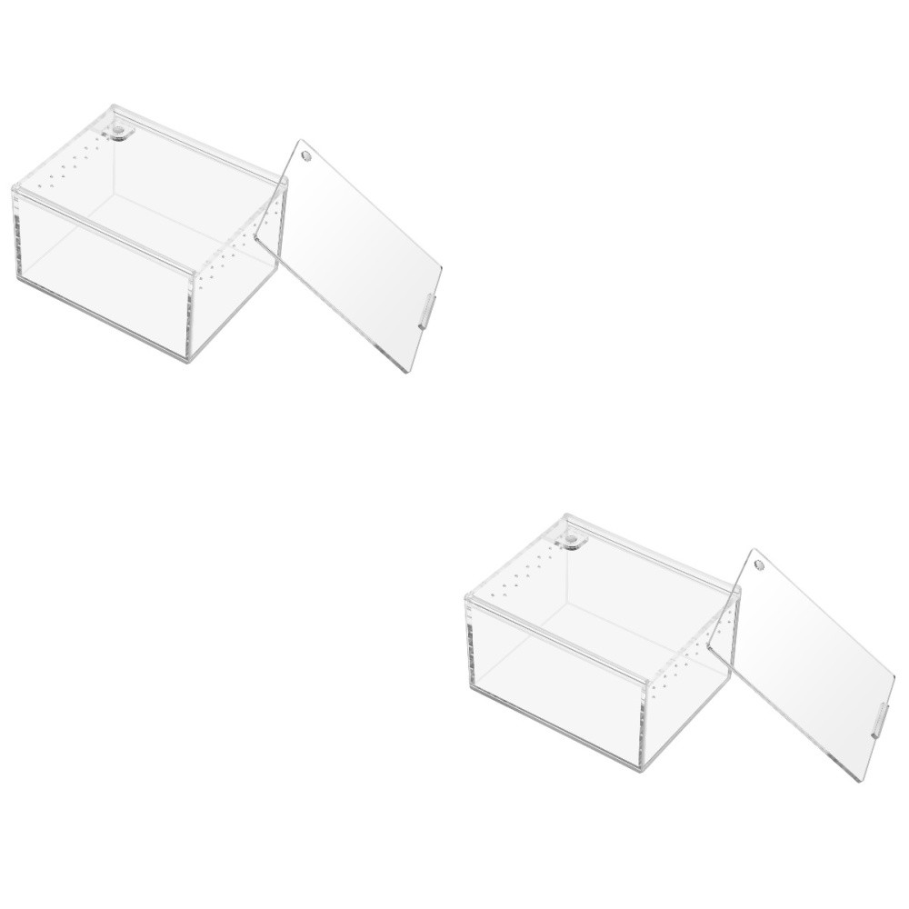 2 Pieces Spider Container Reptile Tarantula Enclosure Transparent Case for