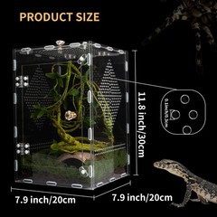 Acrylic Reptile Terrarium Easy Assembly Clear Secure 11.8×7.9×7.9 Inch Tank