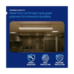 KASTLITE T8 Fluorescent Light Tube Guard with End Caps, 46-3/8″ Fluorescent L…