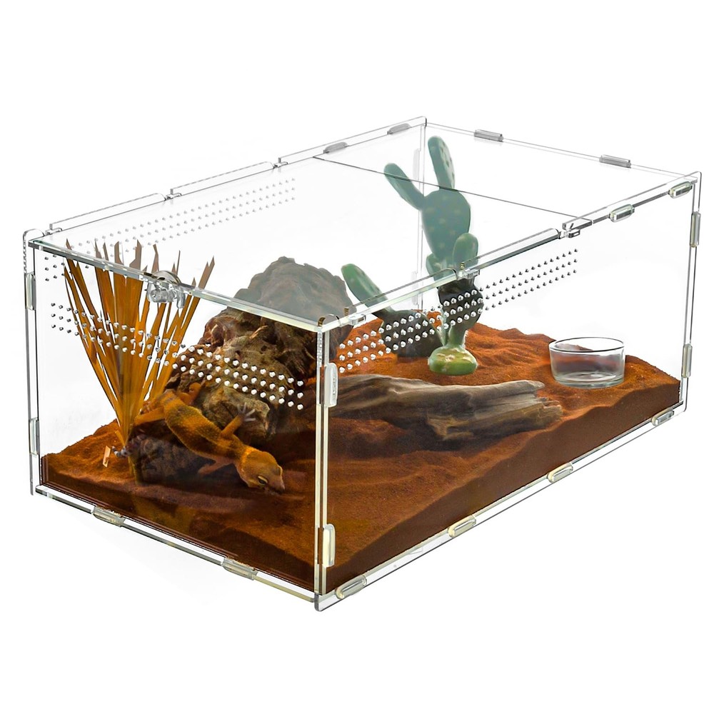 REPTI ZOO Large Tarantula Enclosure Spider Enclosure 14″ X 8″ X 6″, 2 in 1 Ac
