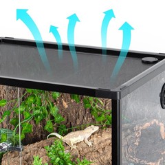 34 Gallon Reptile Tank Tempered Reptile Terrarium Habitat Double Sliding Door