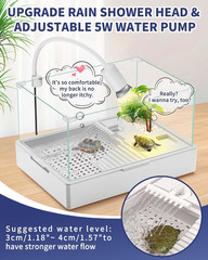 Small Turtle Tank Kit(Tank + Light + Water Pump), Acrylic Turtle Tank Starter Ki