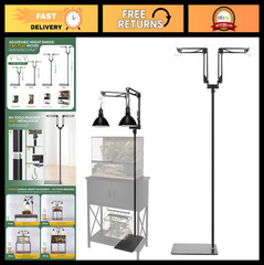 Adjustable Dual Reptile Lamp Stand, 15.7-74.3 Inch, 360° Rotatable Arms for Tank