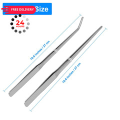 FSDIYU 2 Pcs Reptile Feeding Tongs, 10.6IN Straight & 10.6 Inch, Silver