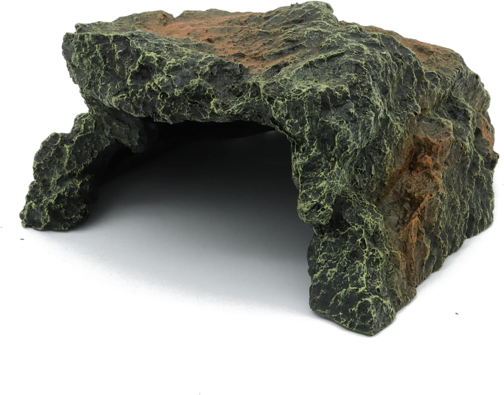 JIHAQUA Reptile Rock Hide Cave, Aquarium Habitat Decor Rock Tortoise Hideout for