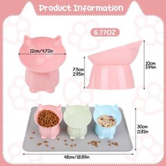 3 Pcs Elevated Cat Bowls 15°Raised Cat Food Bowl with Silicone Mat … Fast
