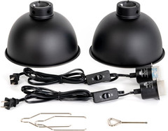 2 Pack Reptile Light Fixture, 8.5In Deep Dome Reptile Lamp Fixture, Optical Refl