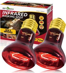 75W Reptile Heat Lamp Bulb 2PCS Infrared Heat Emitter Red Heat Lamp for Repti…