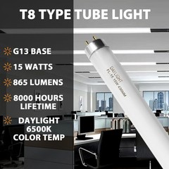 F15T8/DL 18 Inches T8 15 Watt Fluorescent Tube Compatible for Sylvania GE Eik…