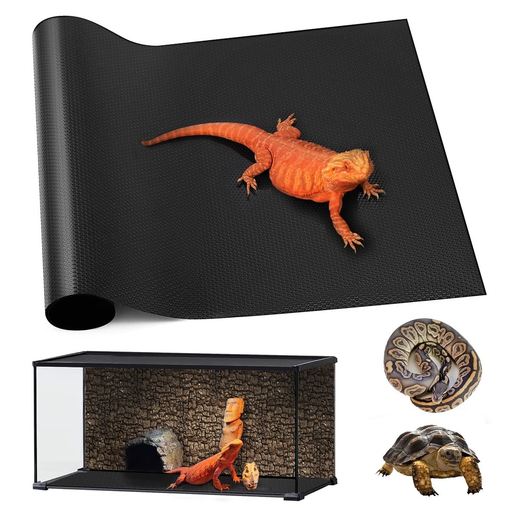 SISIPAI LIFE Reptile Mat 40 Gallon 1Pack 18×36, Bearded Dragon 18×36″ Black