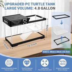 Aquatic Turtle Tank+Lamp+Filter Kit, Upgrade PC Turtle Tank Starter Kit with Adj