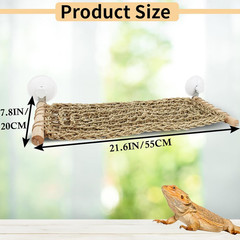 Flidrunest 21.6 X 7.8 in Seagrass Bearded Dragon Hammock for Window, Large Lizar
