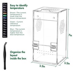 Jumping Spider Enclosure Acrylic Habitat Magnetic Door 3.5×3.5×7 Vent