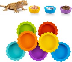 Reptile Food Water Bowls Set Silicone Small Pets Crested Gecko Lizard