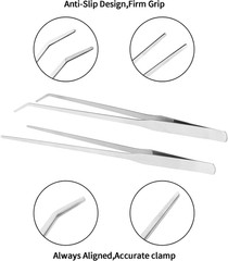 2Pc Aquarium Tweezers 10.6″ Straight Curved Stainless Reptile Feeding Tongs